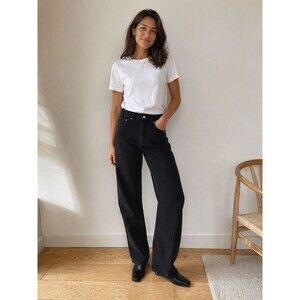 NWT Madewell Balloon Jeans Black Frost W25 High Rise Barrel Leg Denim Rigid